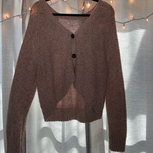 American Eagle blush cropped button up sweater